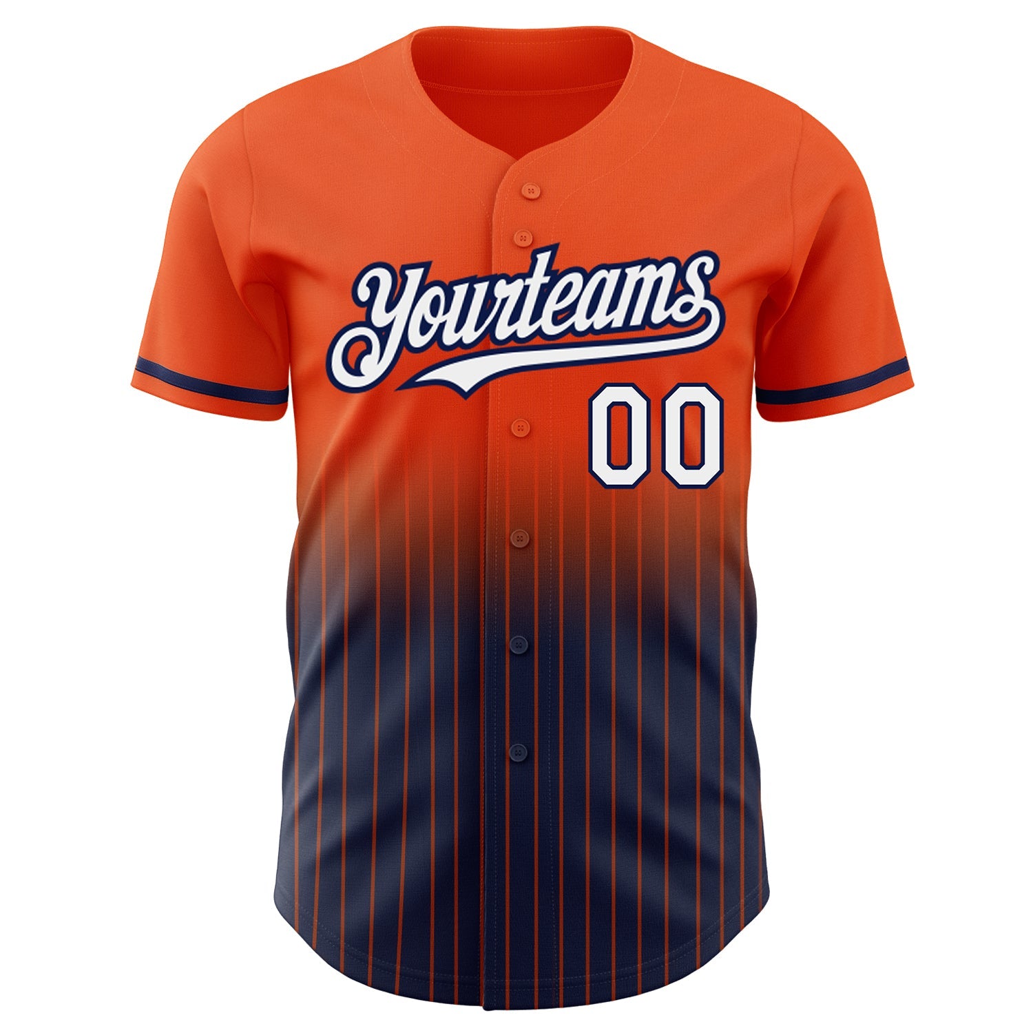Custom Orange Pinstripe White-Navy Authentic Fade Fashion Baseball Jersey - Sky-Custom
