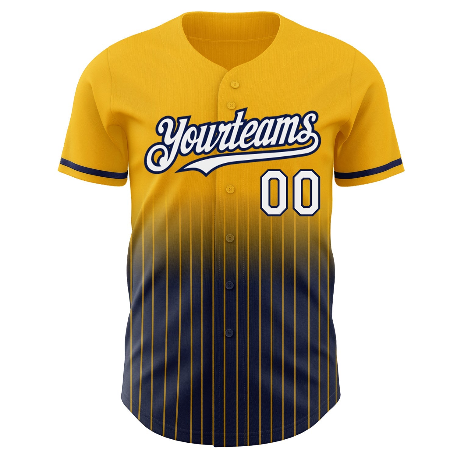 Custom Gold Pinstripe White-Navy Authentic Fade Fashion Baseball Jersey - Sky-Custom