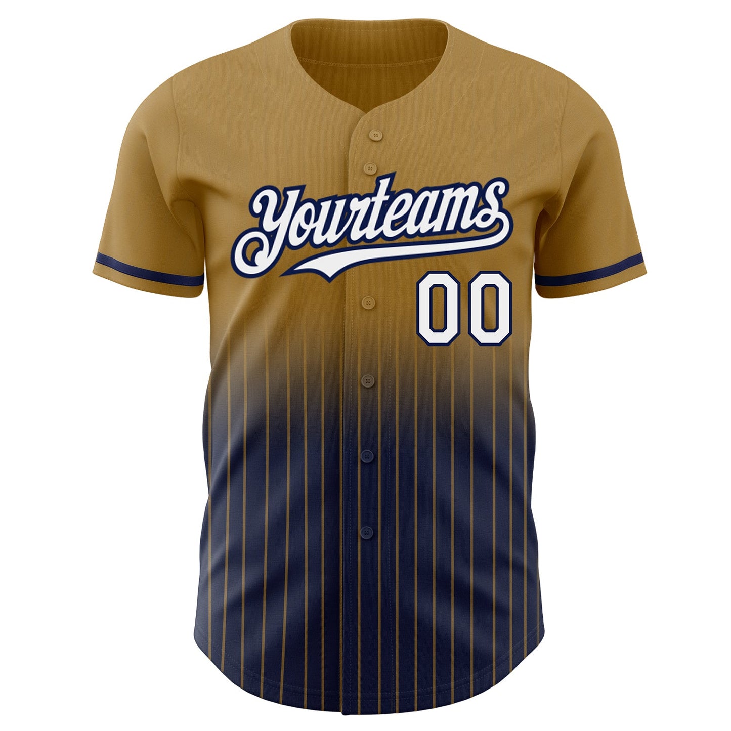 Custom Old Gold Pinstripe White-Navy Authentic Fade Fashion Baseball Jersey - Sky-Custom