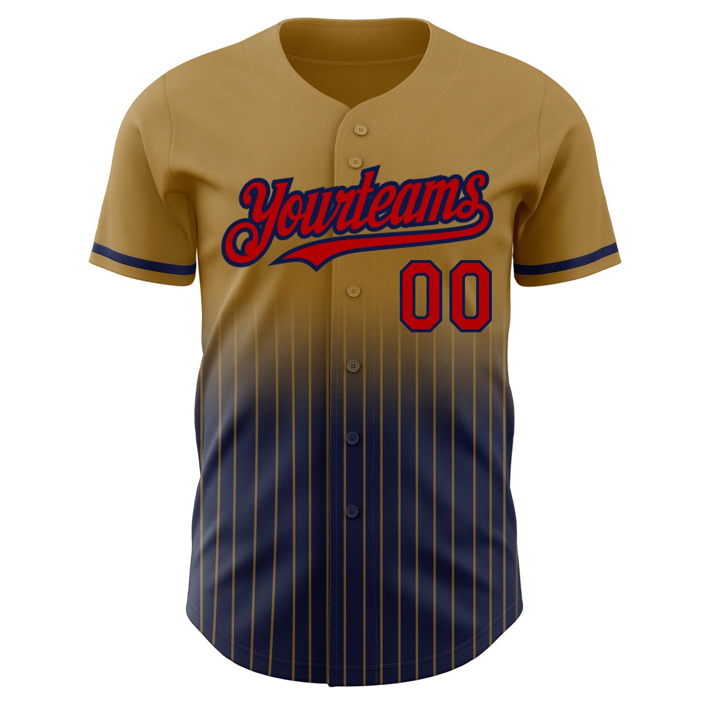 Custom Old Gold Pinstripe Red-Navy Authentic Fade Fashion Baseball Jersey - Sky-Custom