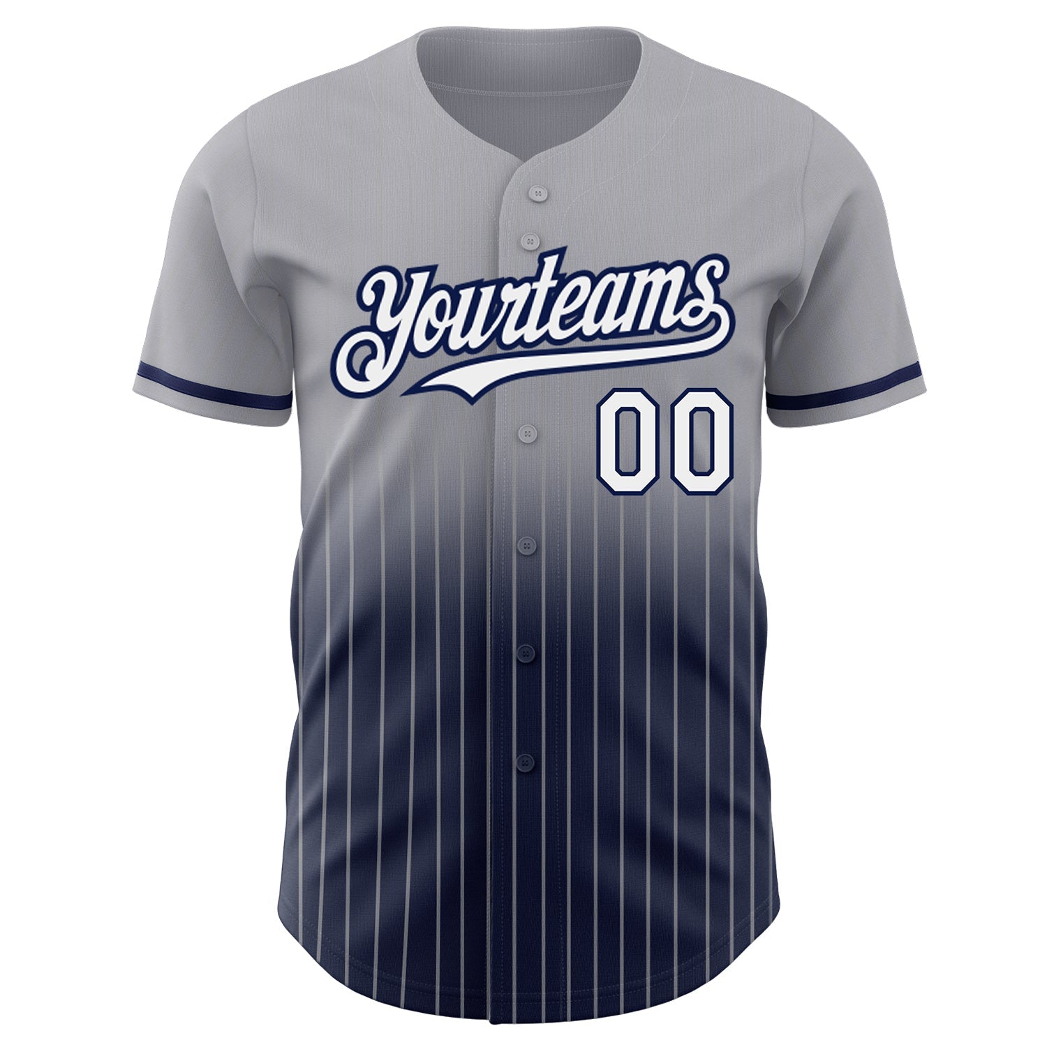 Custom Gray Pinstripe White-Navy Authentic Fade Fashion Baseball Jersey - Sky-Custom