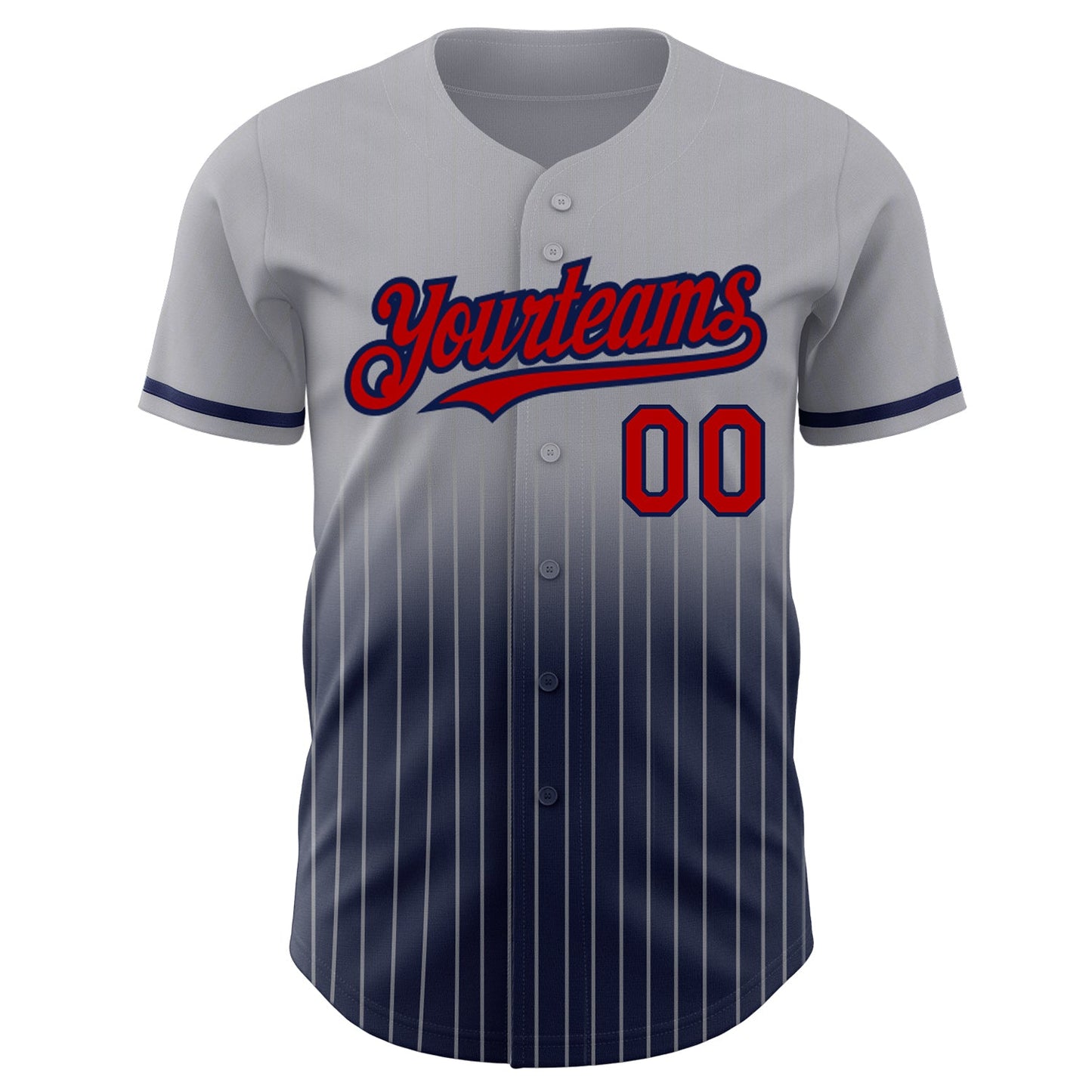 Custom Gray Pinstripe Red-Navy Authentic Fade Fashion Baseball Jersey - Sky-Custom