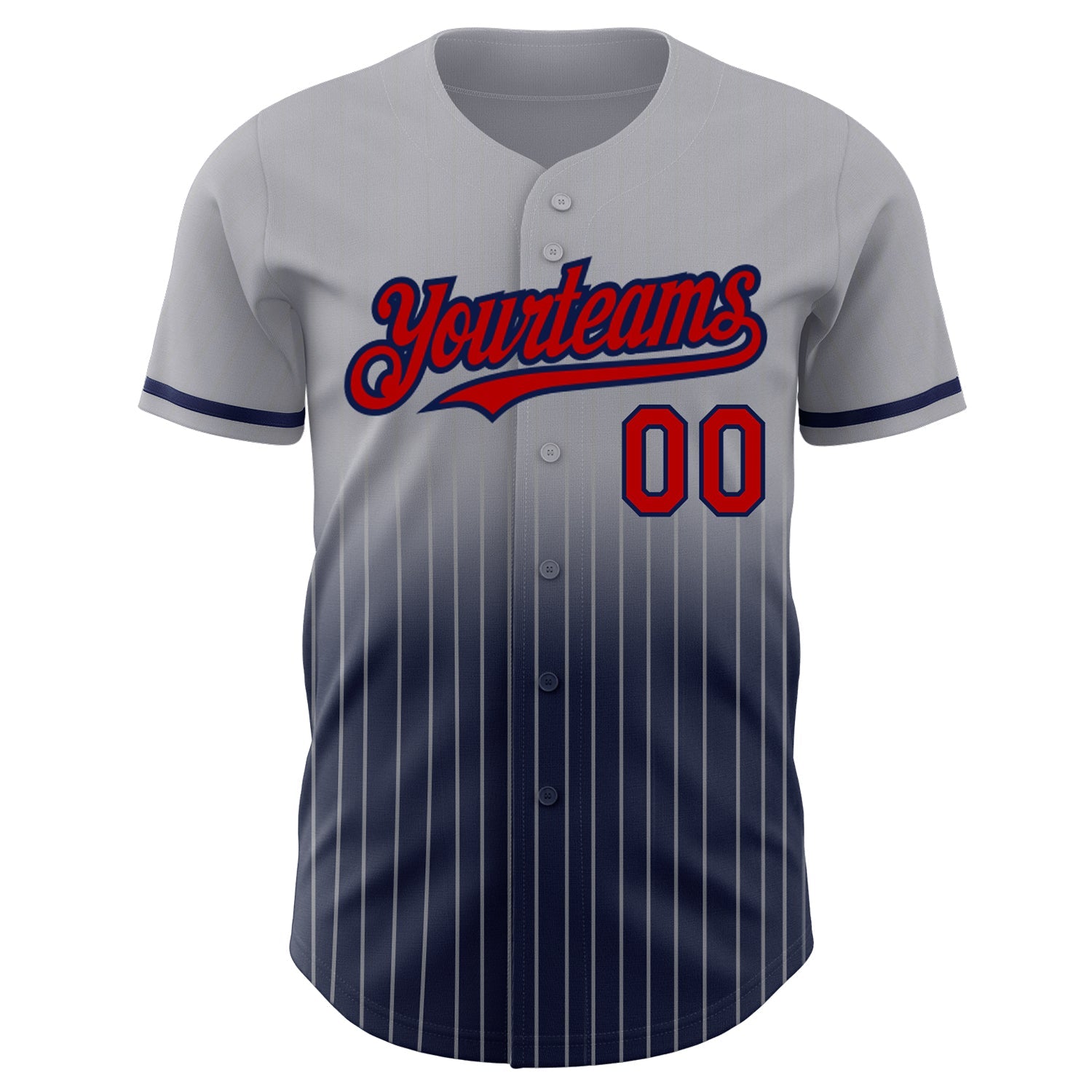Custom Gray Pinstripe Red-Navy Authentic Fade Fashion Baseball Jersey - Sky-Custom