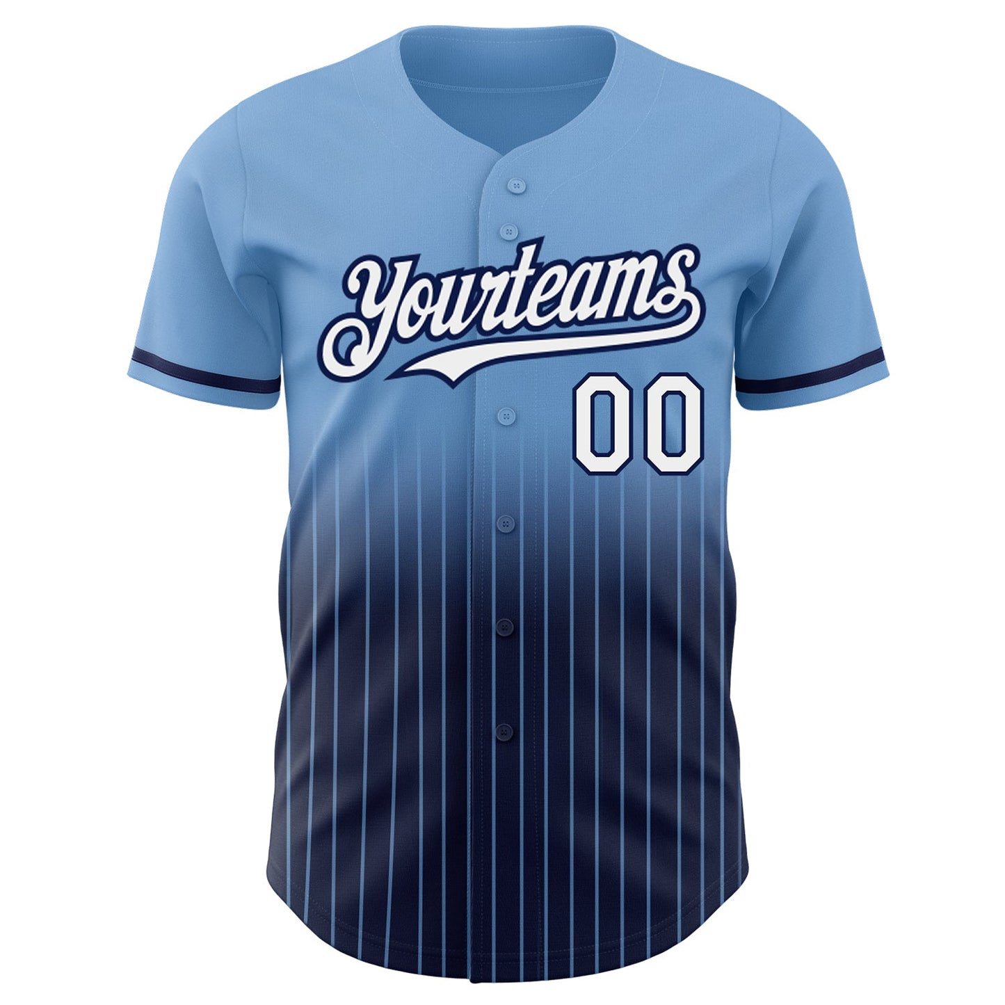 Custom Light Blue Pinstripe White-Navy Authentic Fade Fashion Baseball Jersey - Sky-Custom