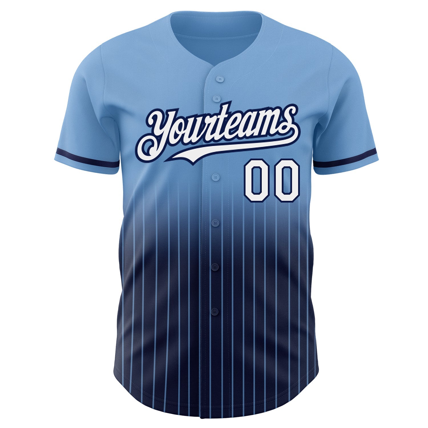Custom Light Blue Pinstripe White-Navy Authentic Fade Fashion Baseball Jersey - Sky-Custom