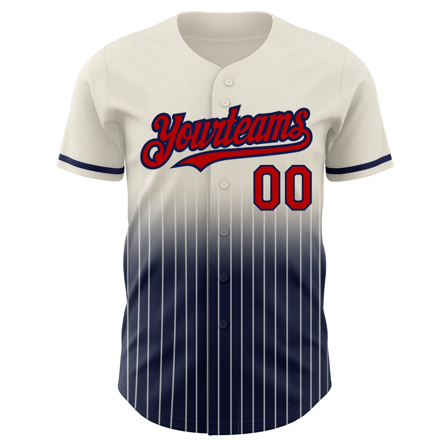 Custom Cream Pinstripe Red-Navy Authentic Fade Fashion Baseball Jersey - Sky-Custom