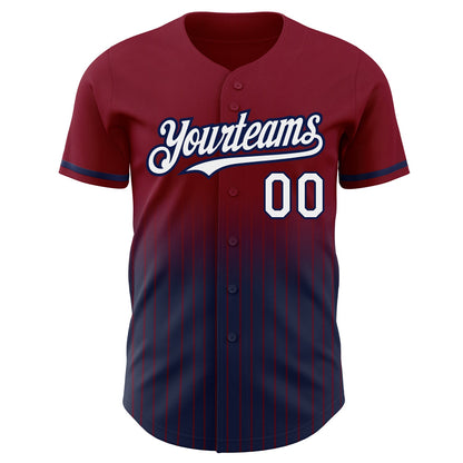 Custom Maroon Pinstripe White-Navy Authentic Fade Fashion Baseball Jersey - Sky-Custom