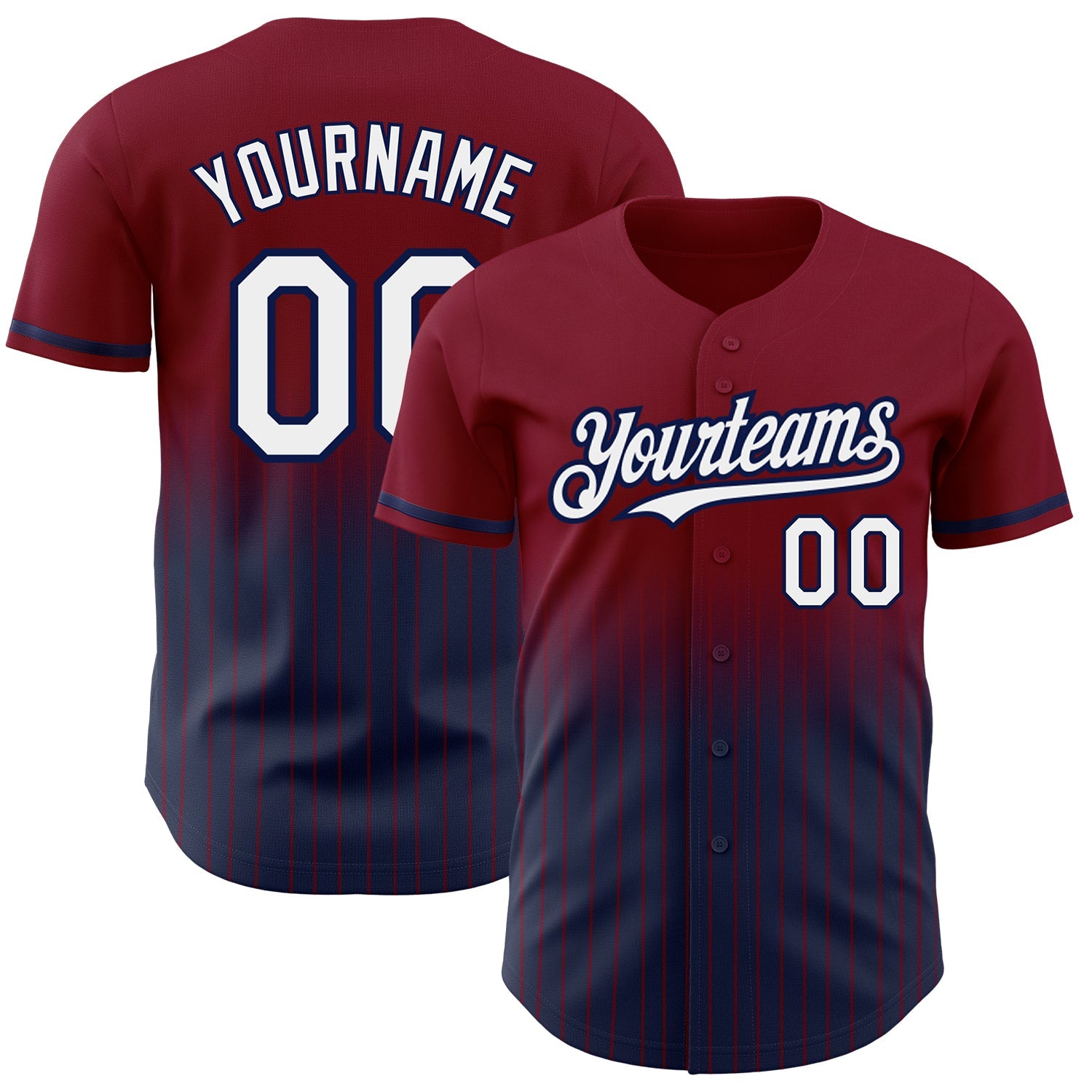 Custom Maroon Pinstripe White-Navy Authentic Fade Fashion Baseball Jersey - Sky-Custom