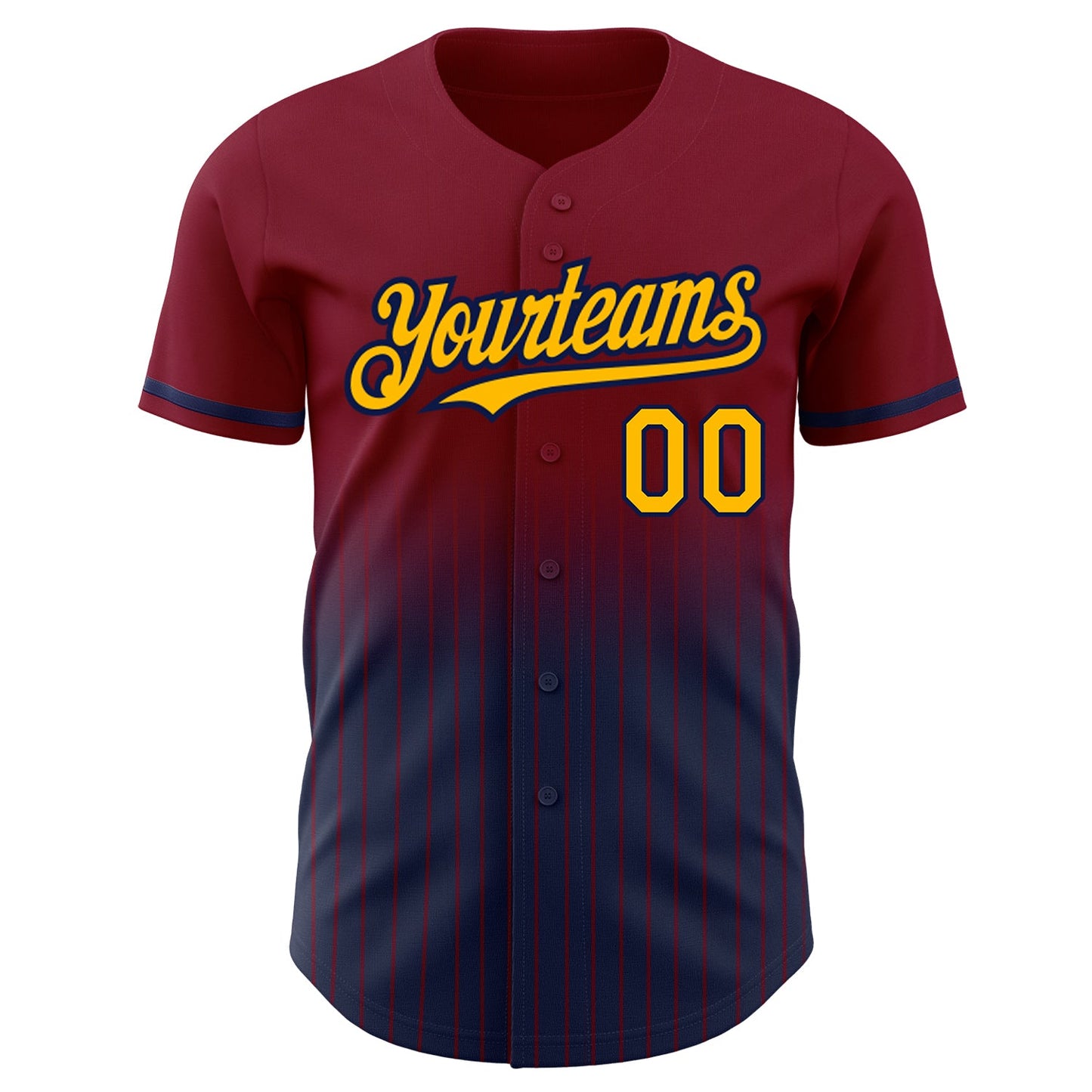 Custom Maroon Pinstripe Gold-Navy Authentic Fade Fashion Baseball Jersey - Sky-Custom