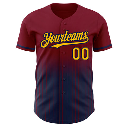 Custom Maroon Pinstripe Gold-Navy Authentic Fade Fashion Baseball Jersey - Sky-Custom