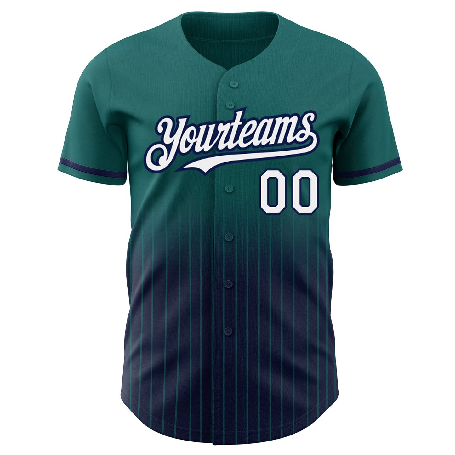 Custom Teal Pinstripe White-Navy Authentic Fade Fashion Baseball Jersey - Sky-Custom