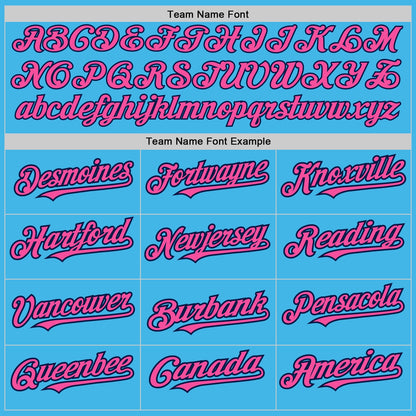 Custom Sky Blue Pinstripe Pink-Navy Authentic Fade Fashion Baseball Jersey - Sky-Custom