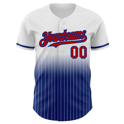 Custom White Pinstripe Red-Royal Authentic Fade Fashion Baseball Jersey - Sky-Custom