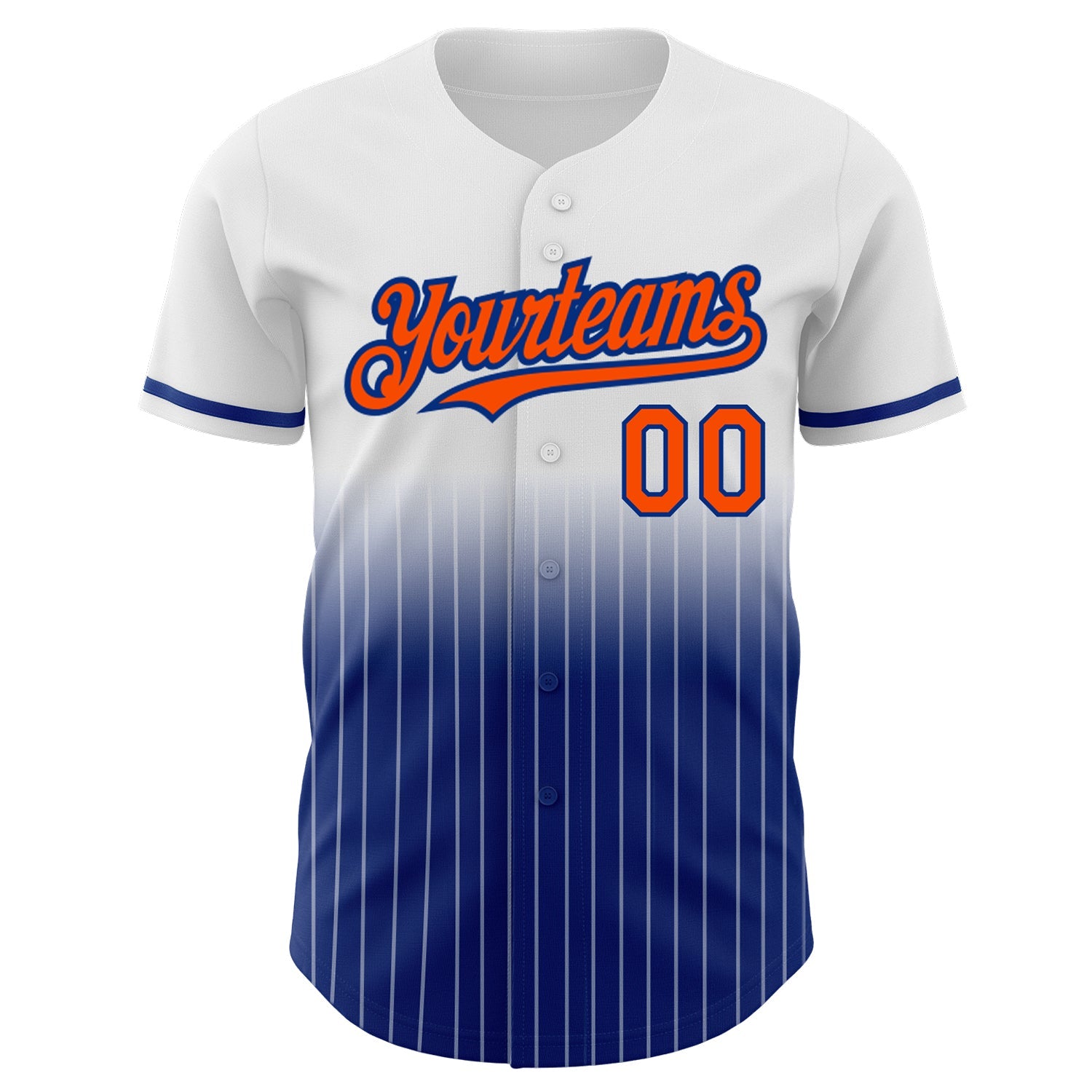 Custom White Pinstripe Orange-Royal Authentic Fade Fashion Baseball Jersey - Sky-Custom