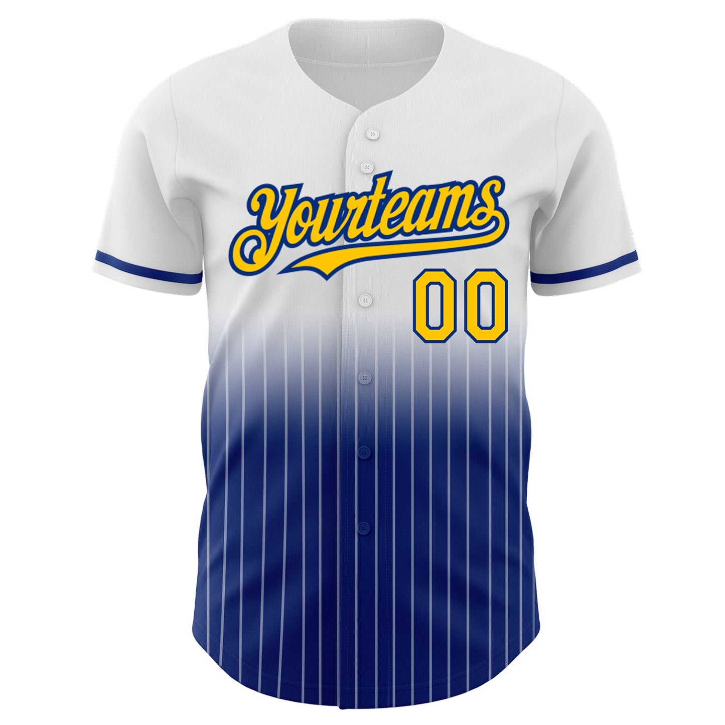 Custom White Pinstripe Yellow-Royal Authentic Fade Fashion Baseball Jersey - Sky-Custom