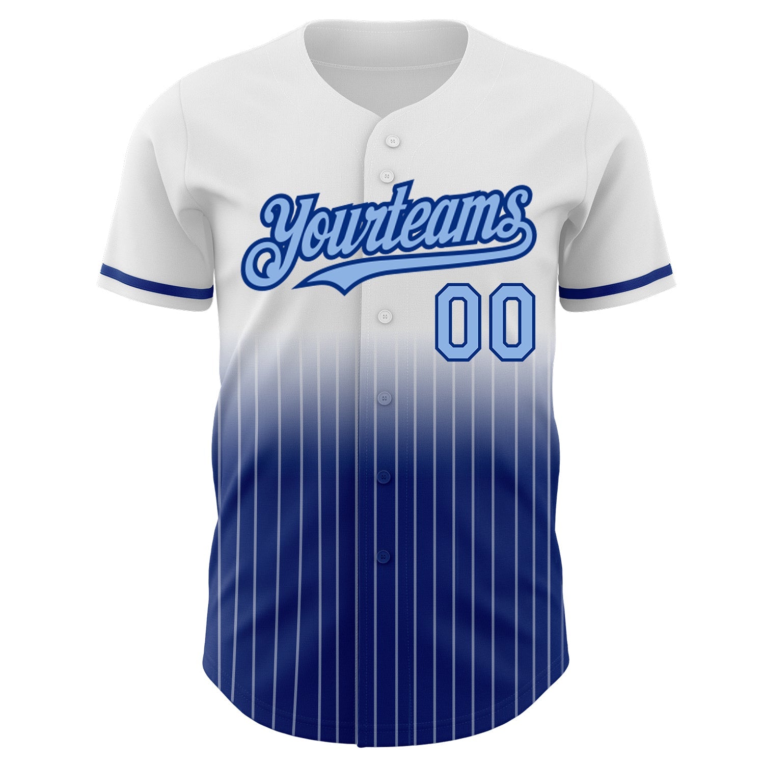 Custom White Pinstripe Light Blue-Royal Authentic Fade Fashion Baseball Jersey - Sky-Custom