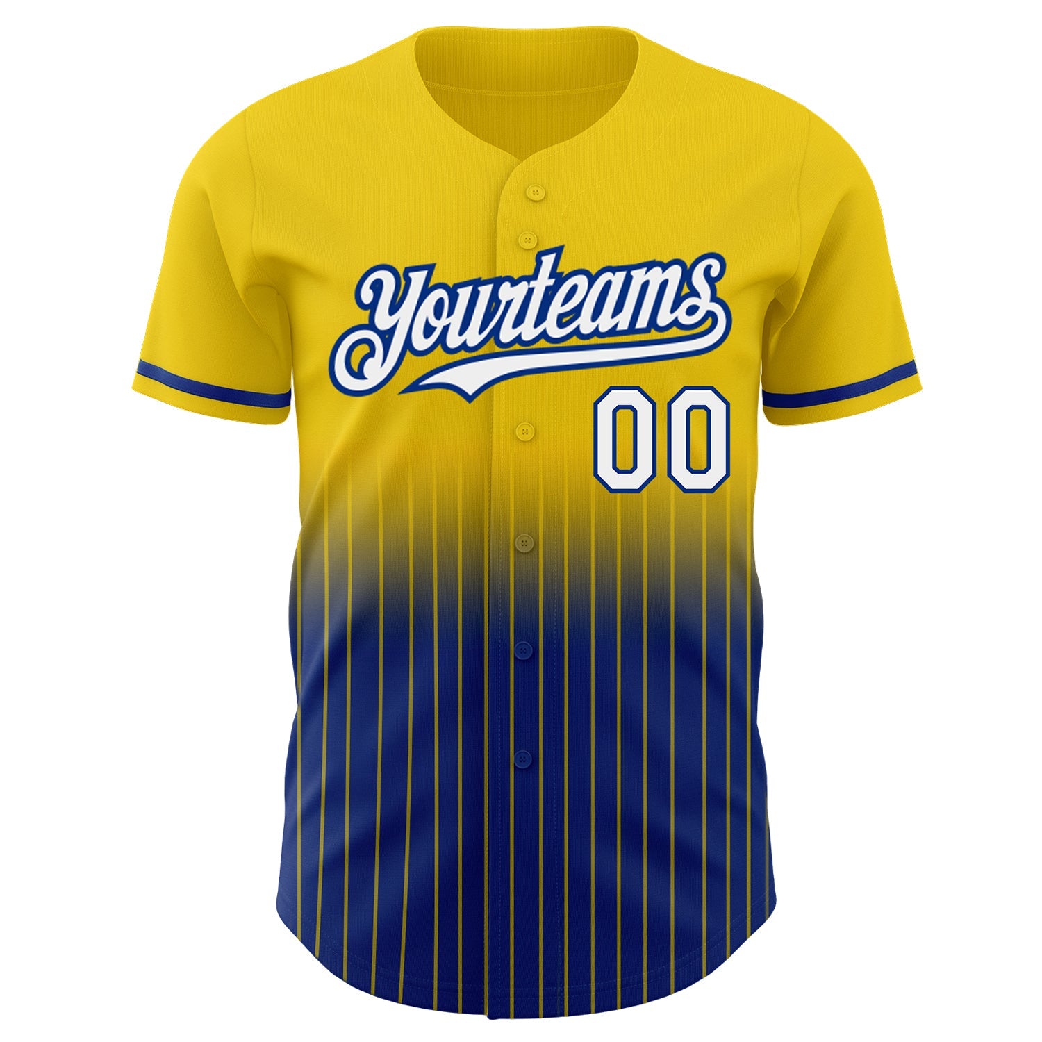 Custom Yellow Pinstripe White-Royal Authentic Fade Fashion Baseball Jersey - Sky-Custom