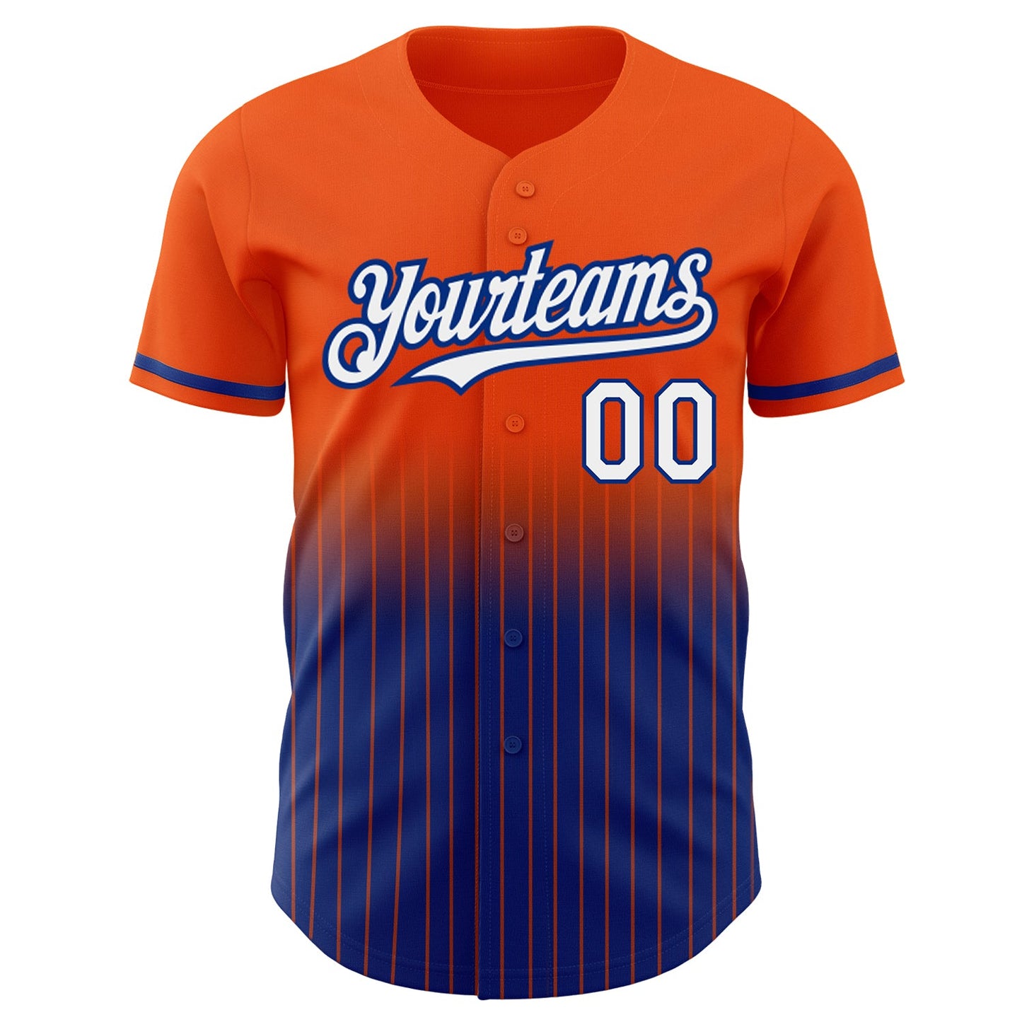Custom Orange Pinstripe White-Royal Authentic Fade Fashion Baseball Jersey - Sky-Custom