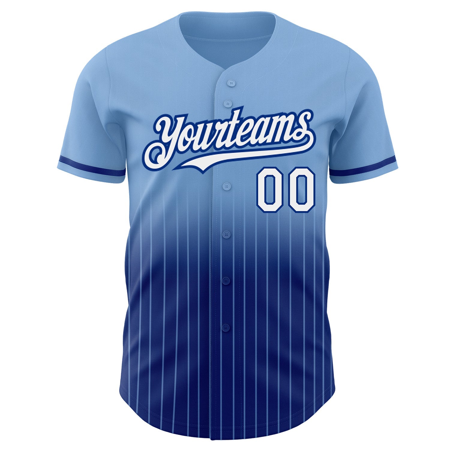 Custom Light Blue Pinstripe White-Royal Authentic Fade Fashion Baseball Jersey - Sky-Custom