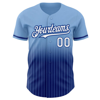 Custom Light Blue Pinstripe White-Royal Authentic Fade Fashion Baseball Jersey - Sky-Custom