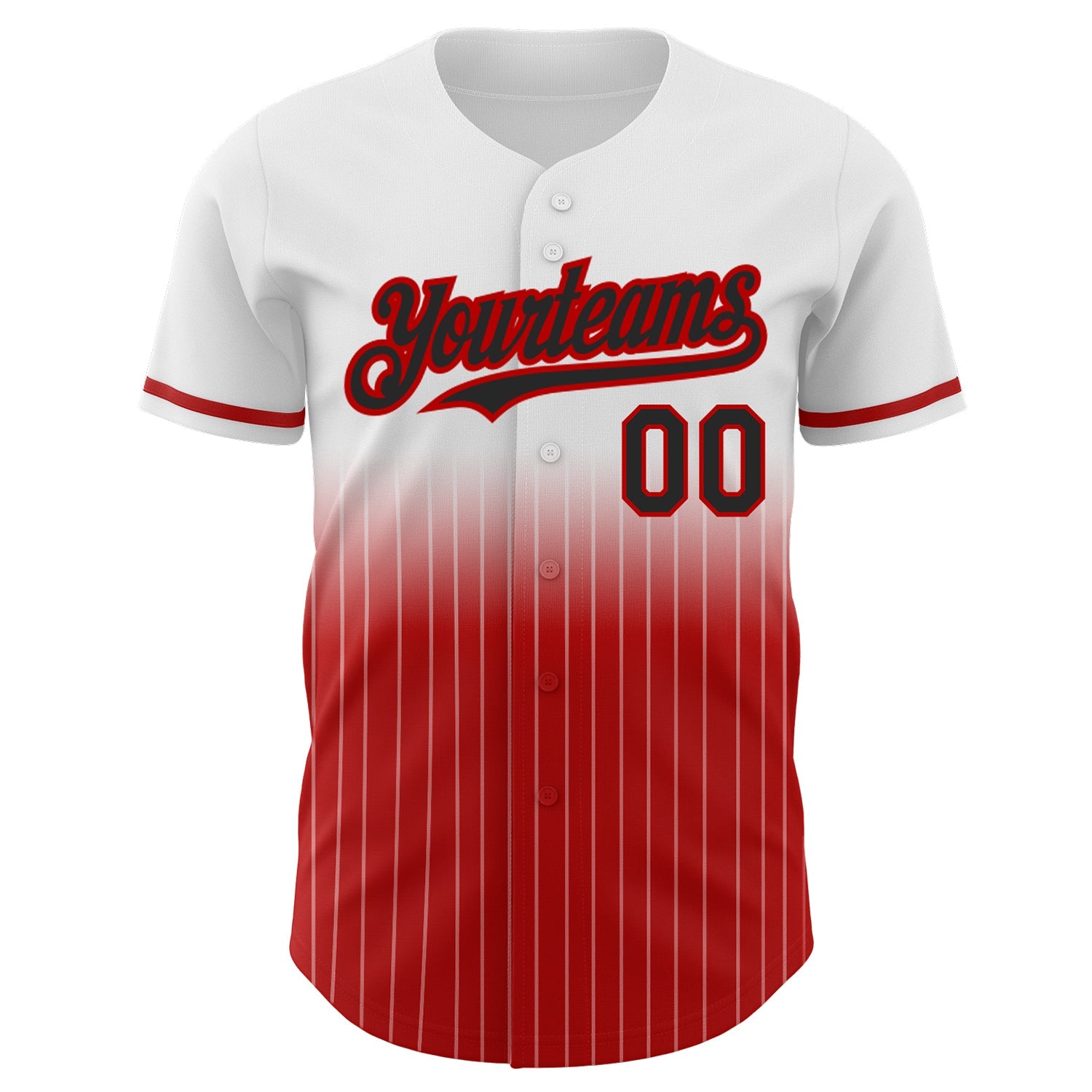 Custom White Pinstripe Black-Red Authentic Fade Fashion Baseball Jersey - Sky-Custom