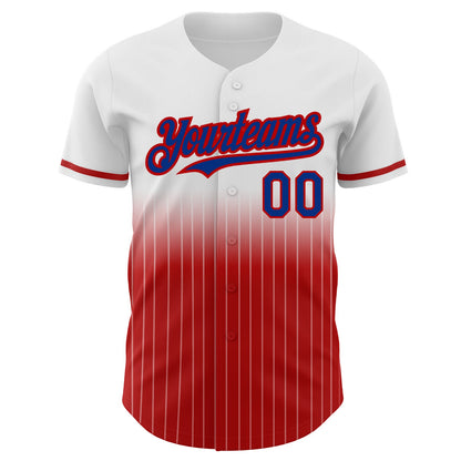 Custom White Pinstripe Royal-Red Authentic Fade Fashion Baseball Jersey - Sky-Custom