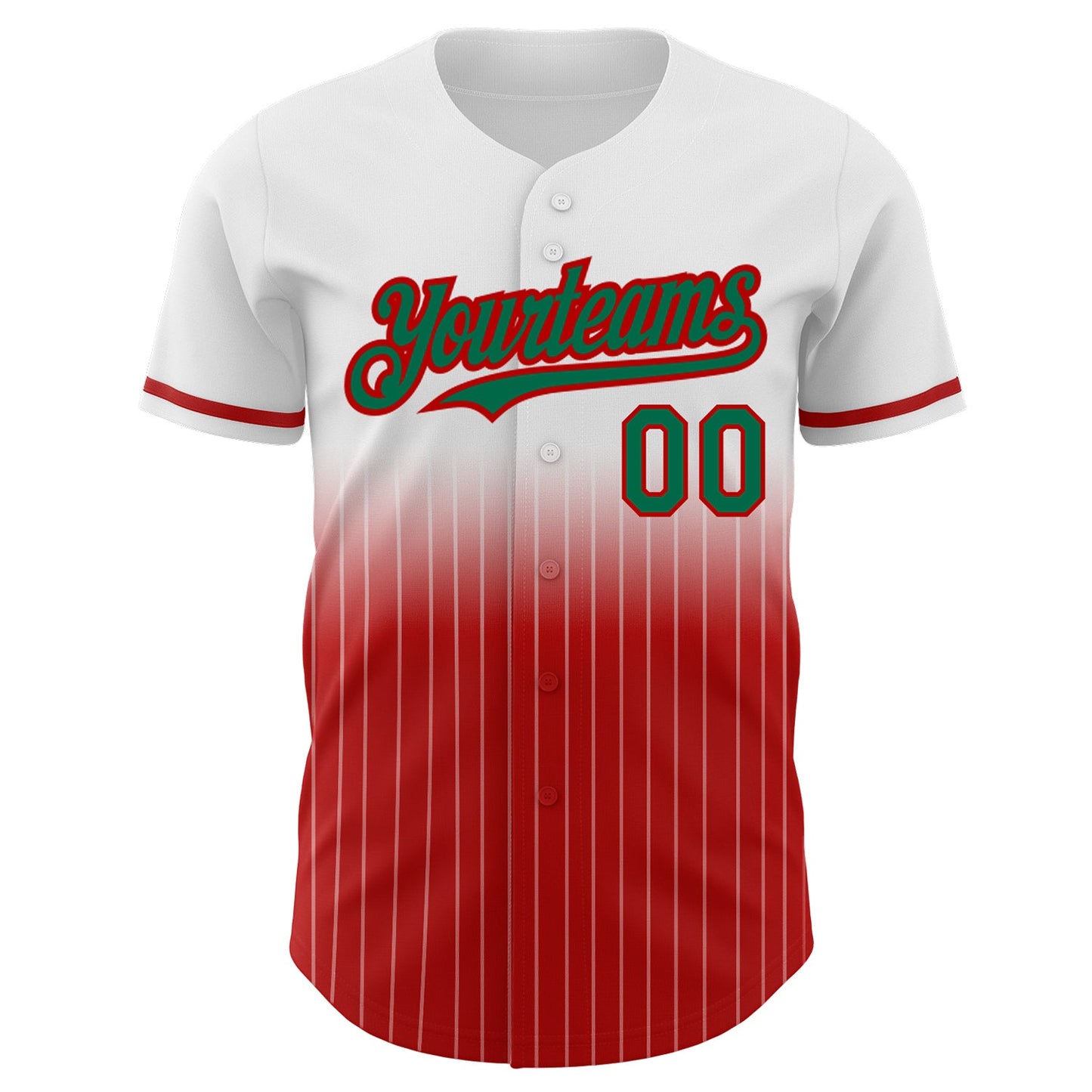 Custom White Pinstripe Kelly Green-Red Authentic Fade Fashion Baseball Jersey - Sky-Custom