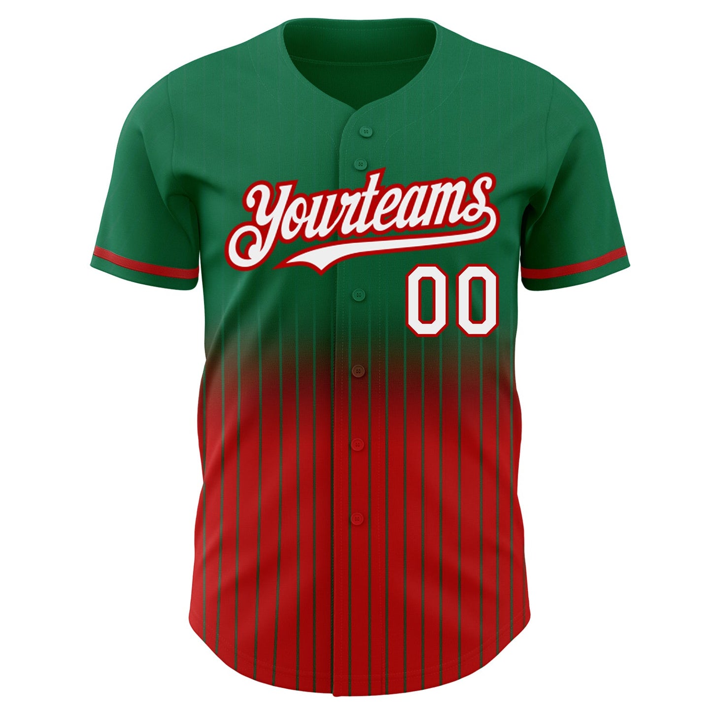 Custom Kelly Green Pinstripe White-Red Authentic Fade Fashion Baseball Jersey - Sky-Custom