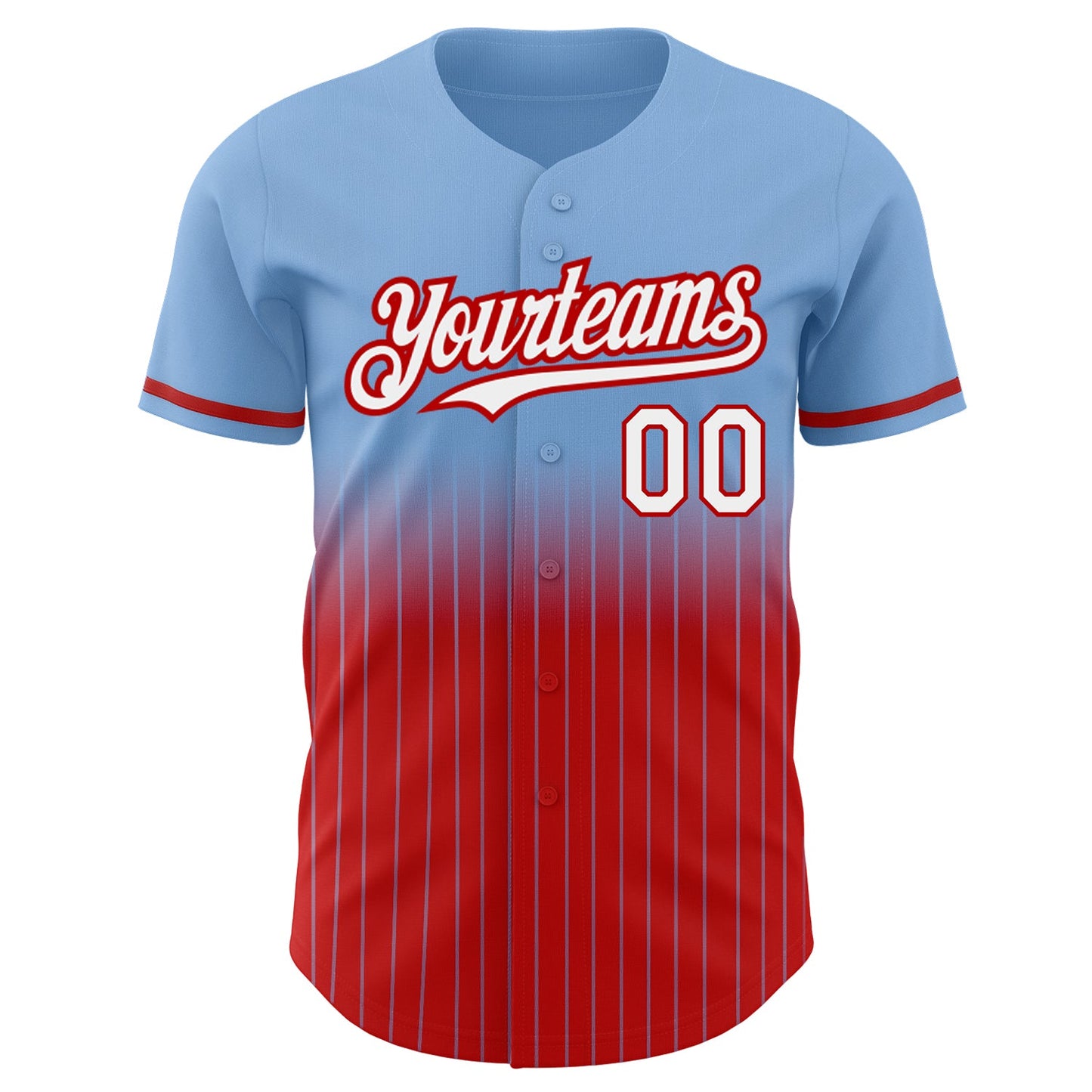 Custom Light Blue Pinstripe White-Red Authentic Fade Fashion Baseball Jersey - Sky-Custom