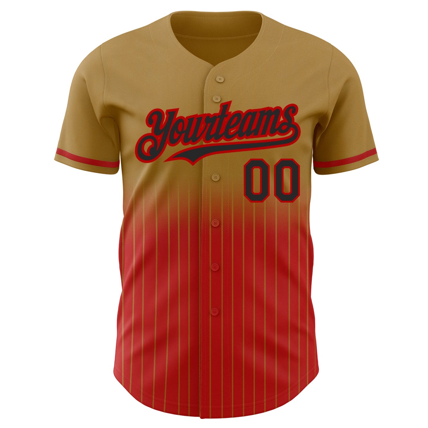 Custom Old Gold Pinstripe Black-Red Authentic Fade Fashion Baseball Jersey - Sky-Custom