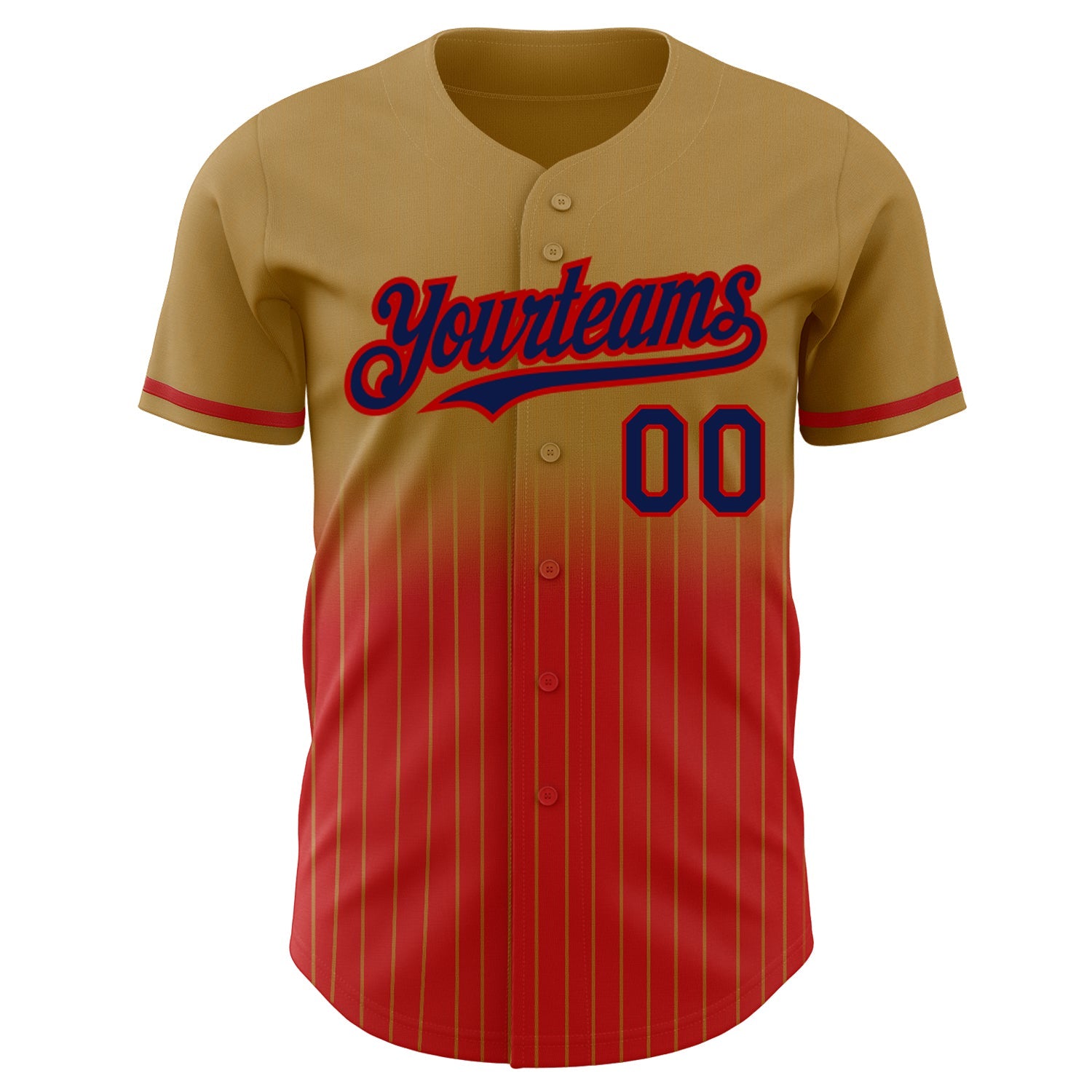 Custom Old Gold Pinstripe Navy-Red Authentic Fade Fashion Baseball Jersey - Sky-Custom