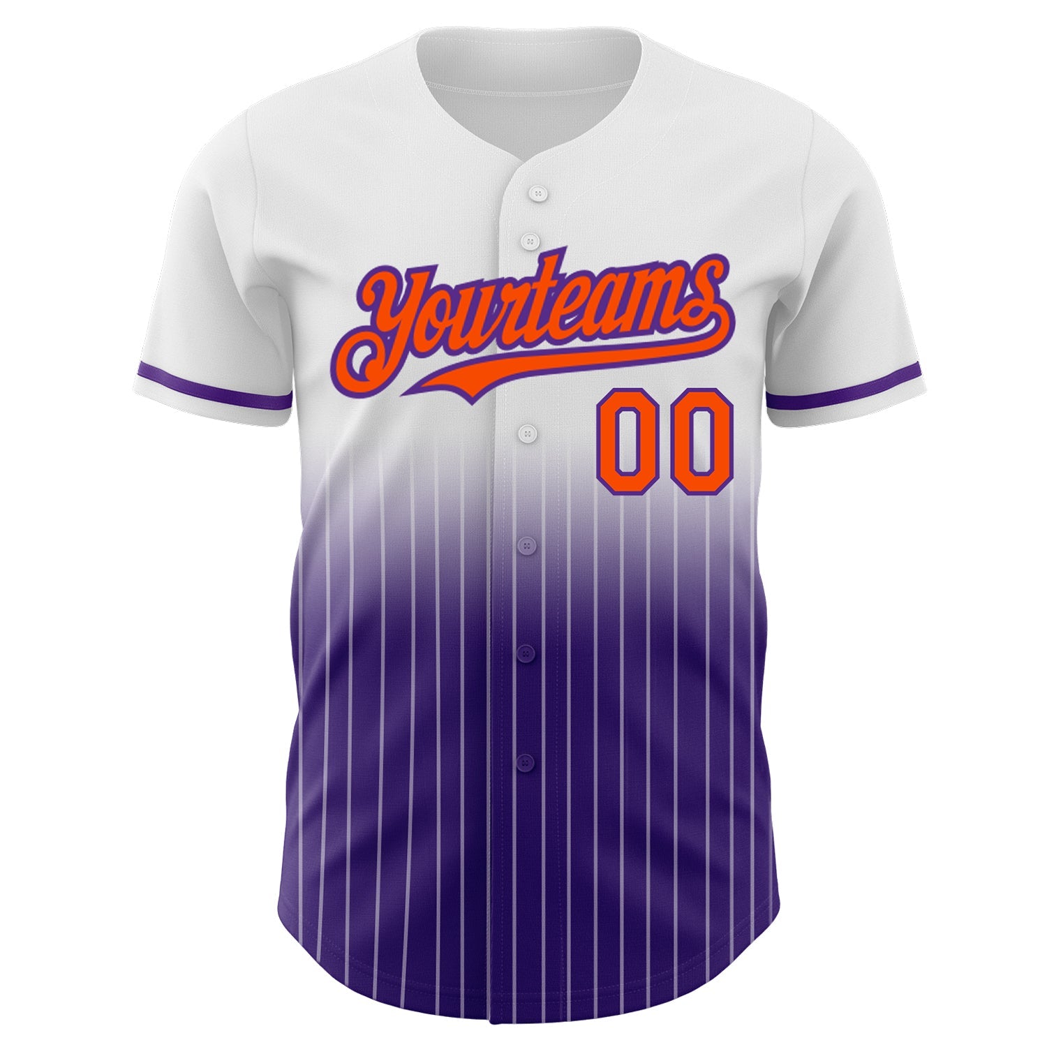 Custom White Pinstripe Orange-Purple Authentic Fade Fashion Baseball Jersey - Sky-Custom