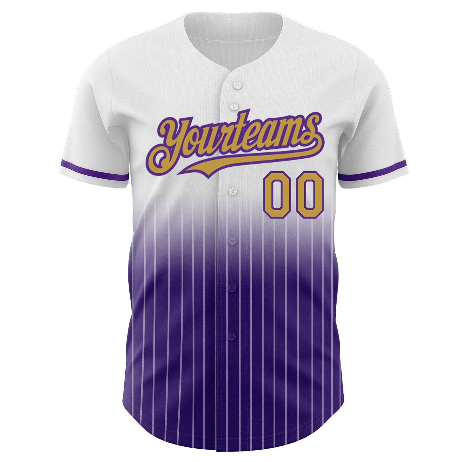 Custom White Pinstripe Old Gold-Purple Authentic Fade Fashion Baseball Jersey - Sky-Custom