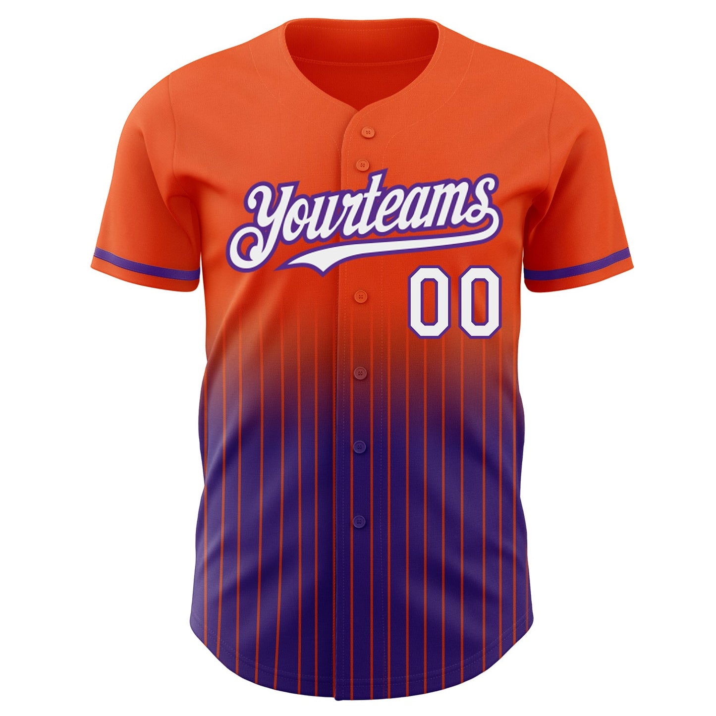 Custom Orange Pinstripe White-Purple Authentic Fade Fashion Baseball Jersey - Sky-Custom