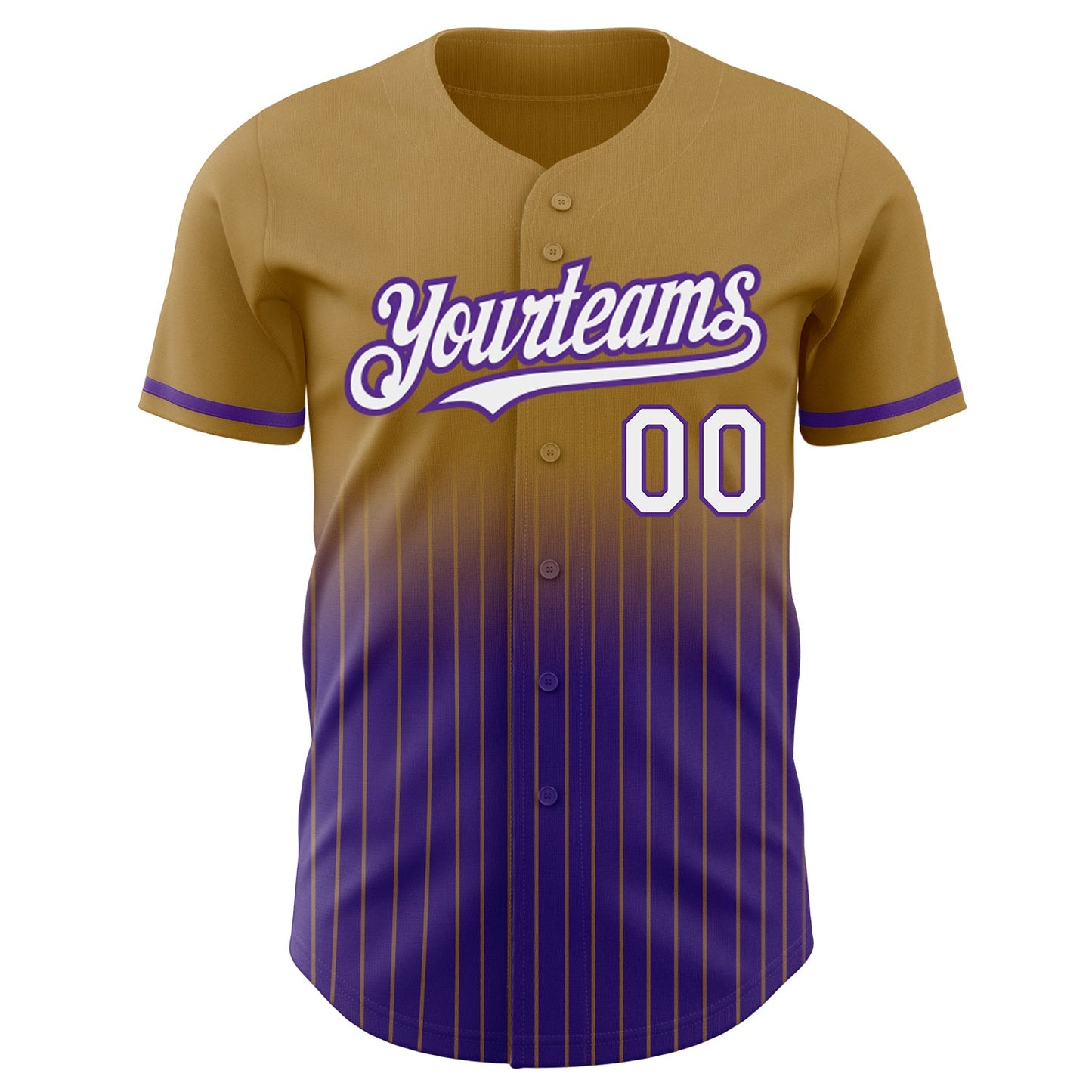 Custom Old Gold Pinstripe White-Purple Authentic Fade Fashion Baseball Jersey - Sky-Custom