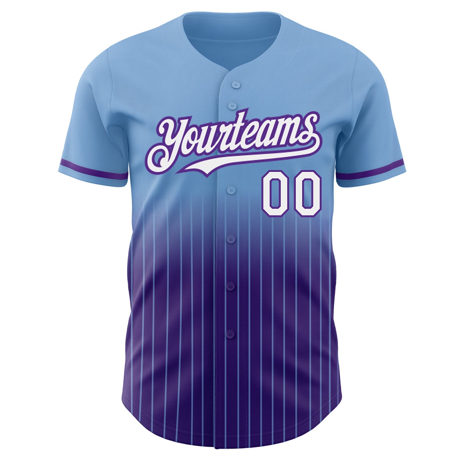 Custom Light Blue Pinstripe White-Purple Authentic Fade Fashion Baseball Jersey - Sky-Custom