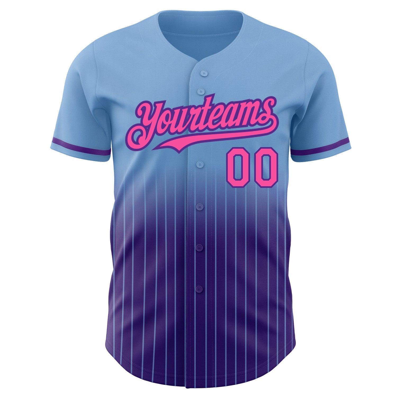Custom Light Blue Pinstripe Pink-Purple Authentic Fade Fashion Baseball Jersey - Sky-Custom
