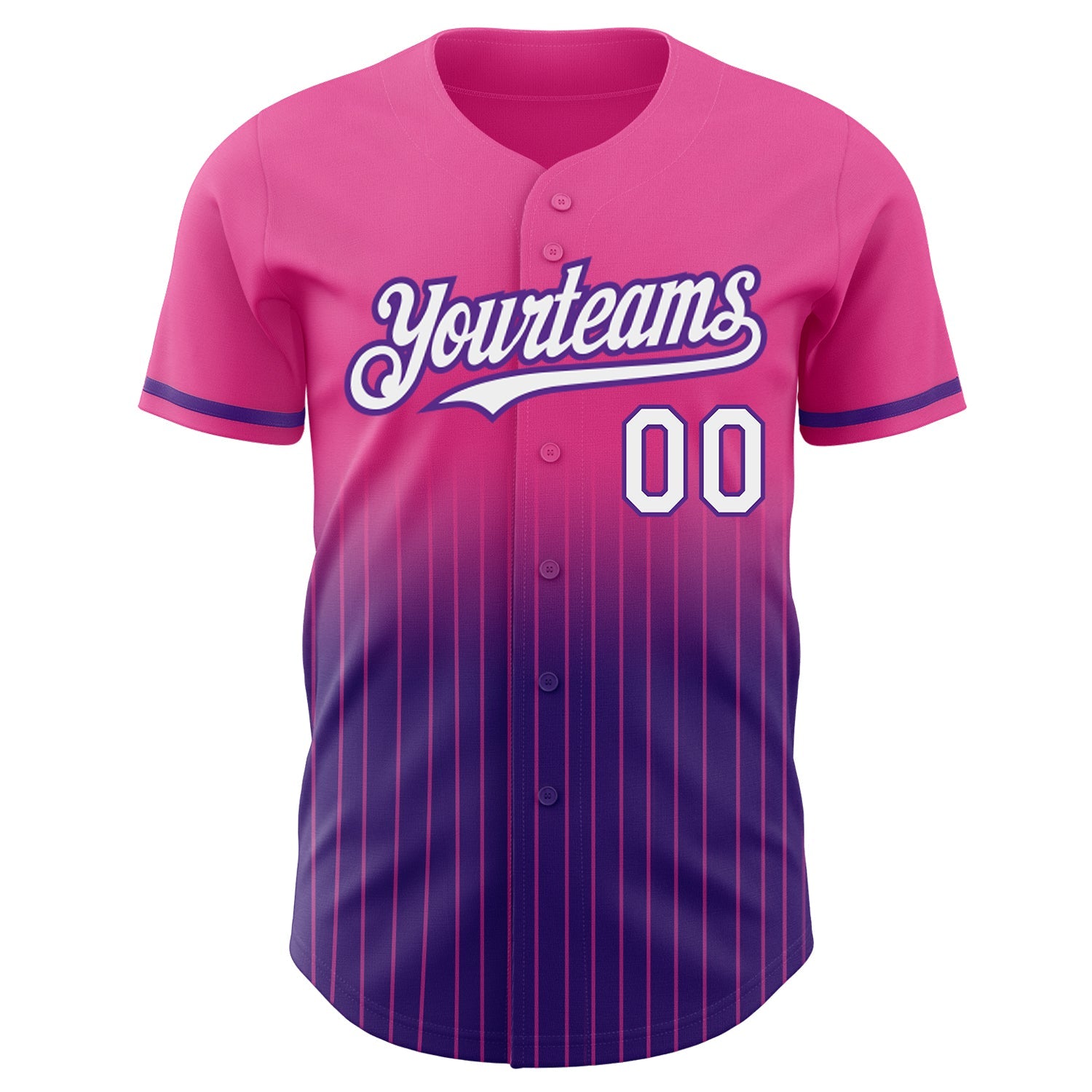 Custom Pink Pinstripe White-Purple Authentic Fade Fashion Baseball Jersey - Sky-Custom