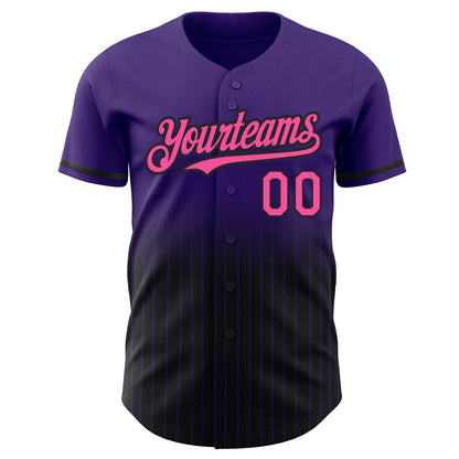Custom Purple Pinstripe Pink-Black Authentic Fade Fashion Baseball Jersey - Sky-Custom
