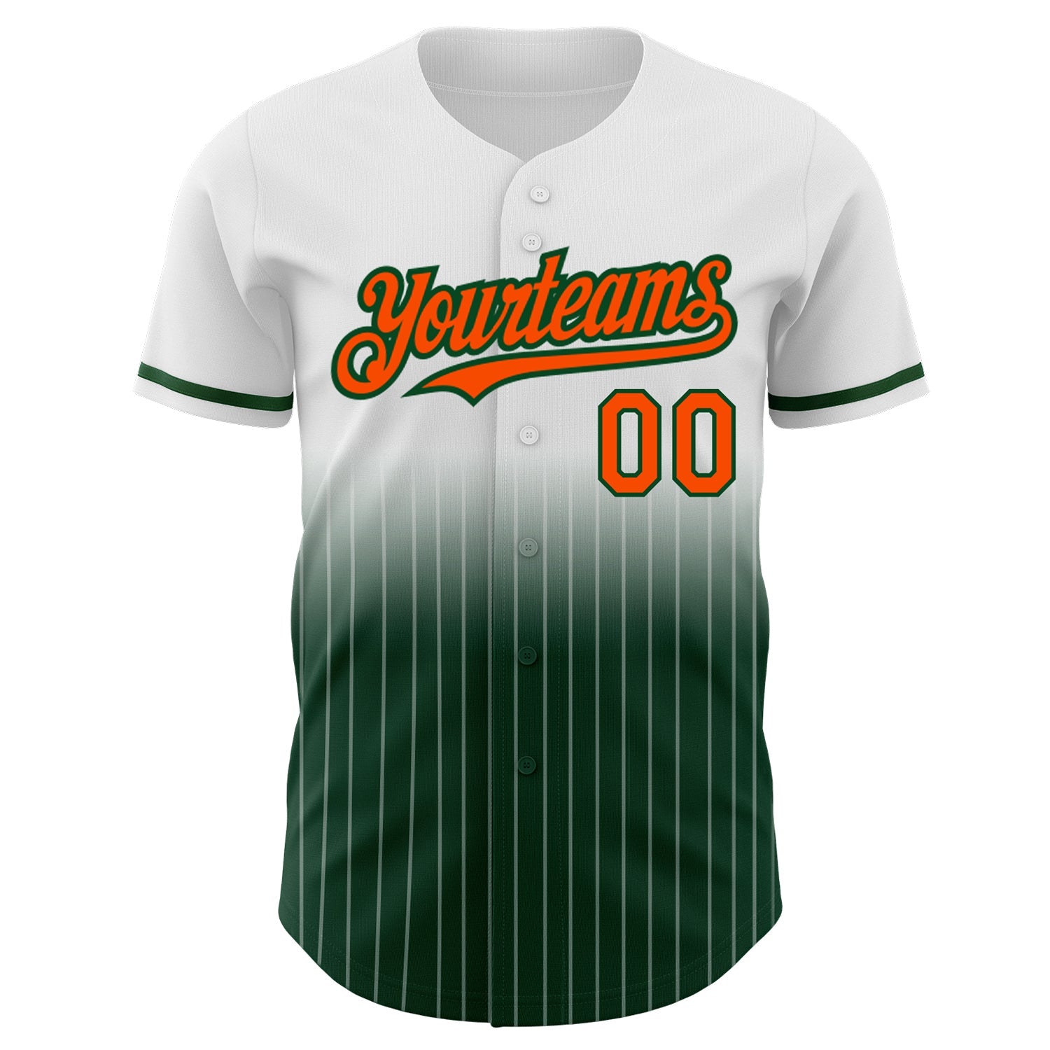 Custom White Pinstripe Orange-Green Authentic Fade Fashion Baseball Jersey - Sky-Custom