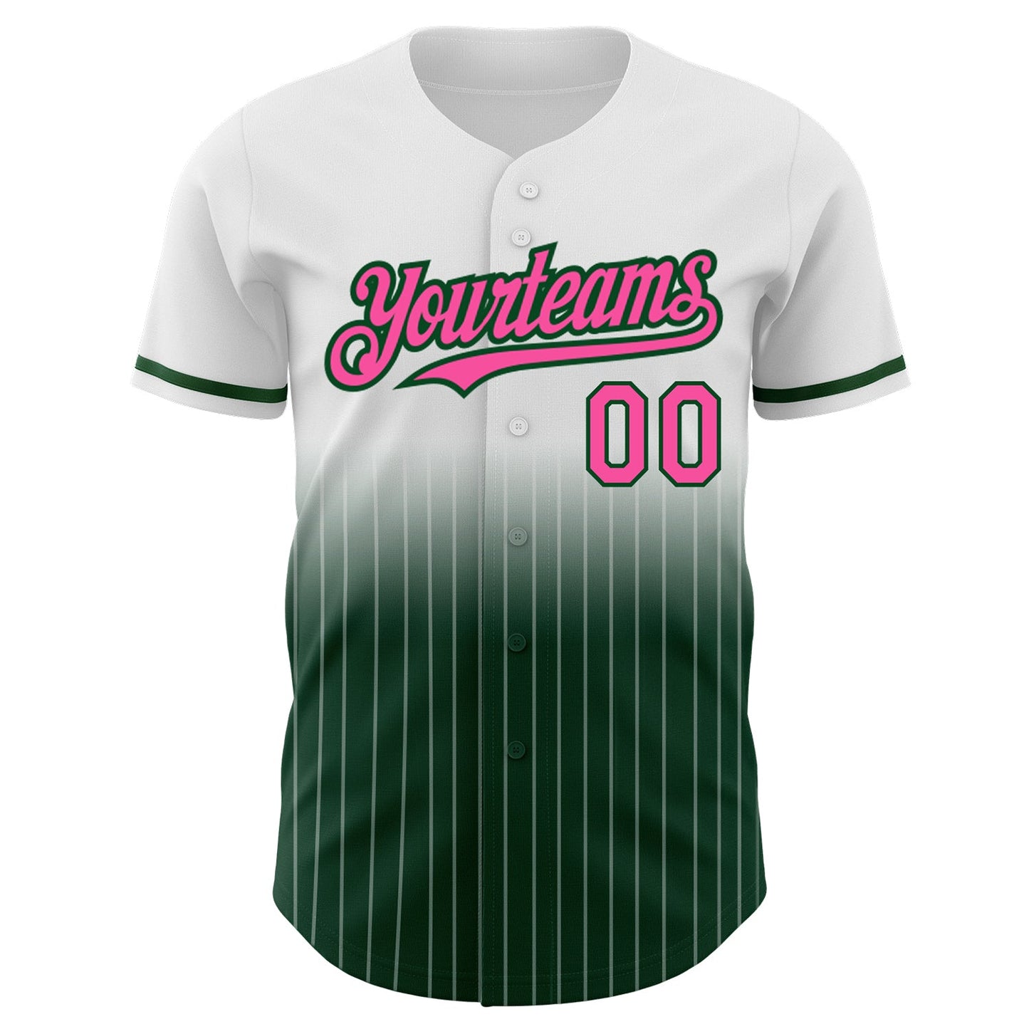 Custom White Pinstripe Pink-Green Authentic Fade Fashion Baseball Jersey - Sky-Custom