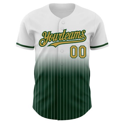 Custom White Pinstripe Old Gold-Green Authentic Fade Fashion Baseball Jersey - Sky-Custom