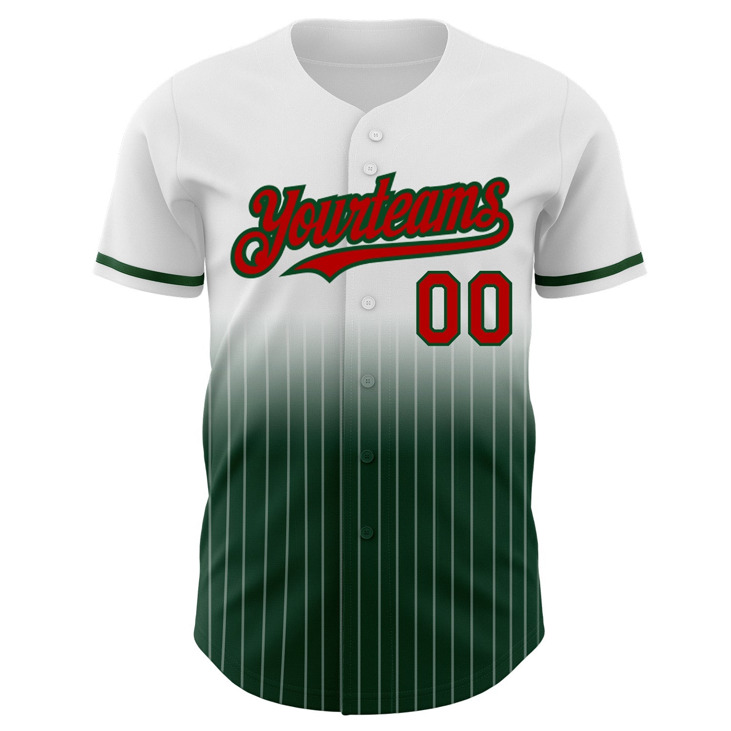 Custom White Pinstripe Red-Green Authentic Fade Fashion Baseball Jersey - Sky-Custom