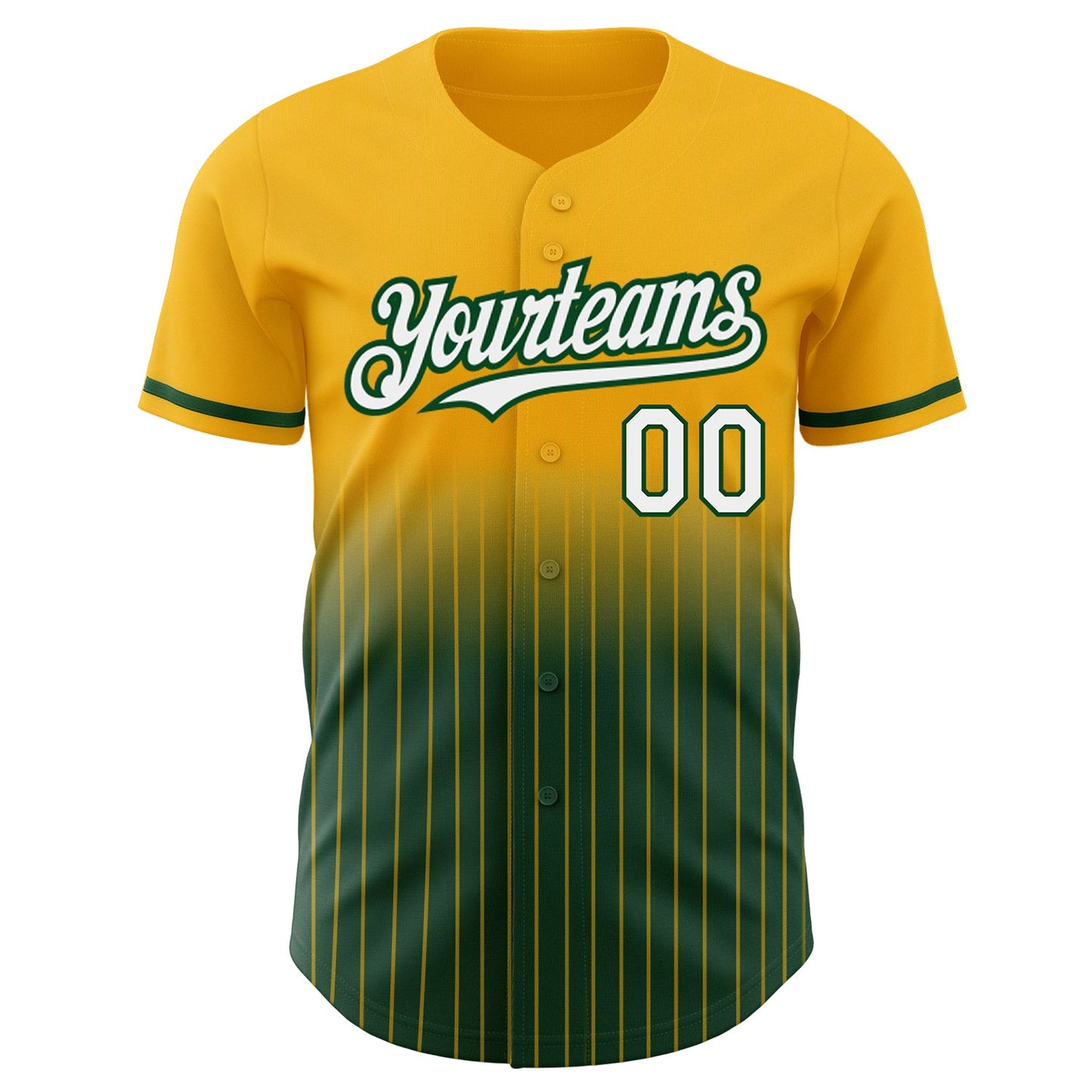 Custom Gold Pinstripe White-Green Authentic Fade Fashion Baseball Jersey - Sky-Custom