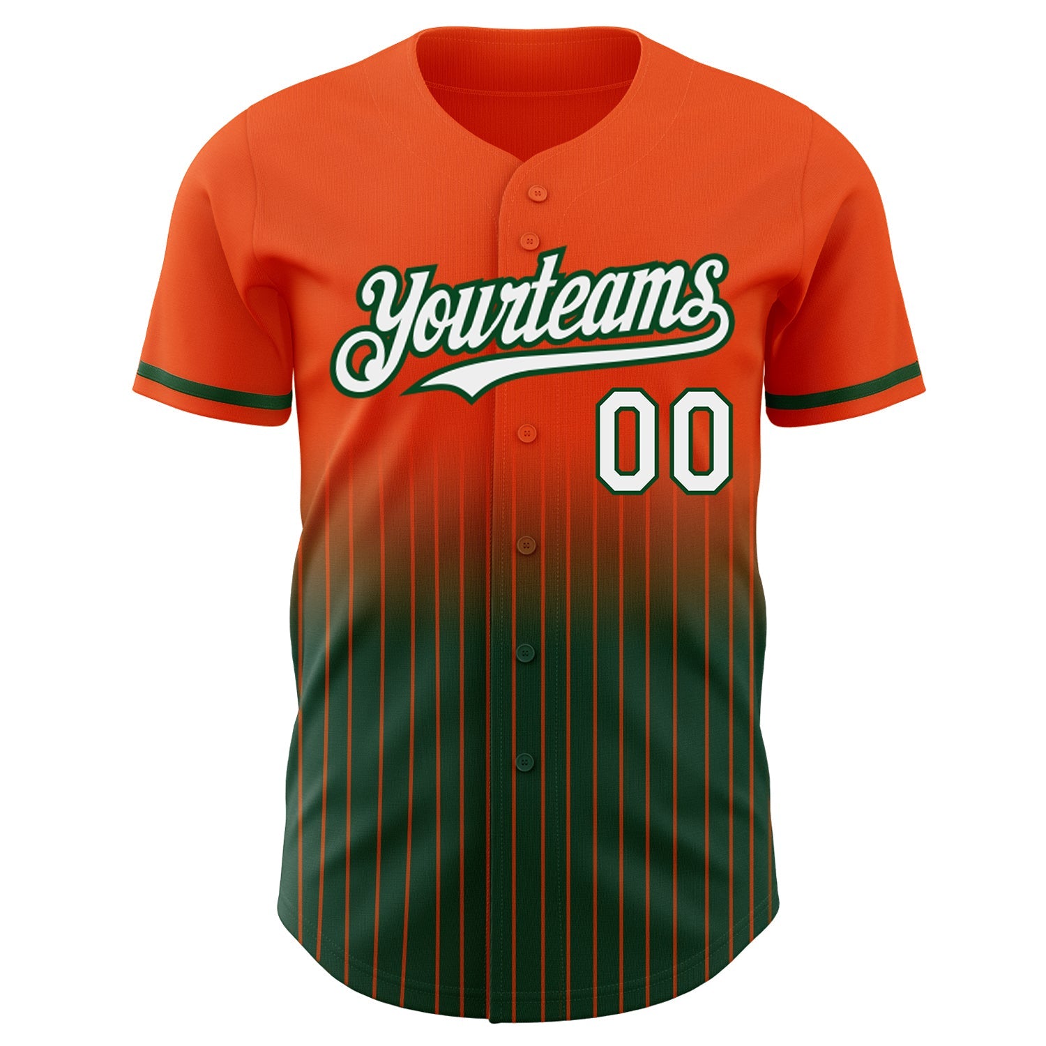 Custom Orange Pinstripe White-Green Authentic Fade Fashion Baseball Jersey - Sky-Custom