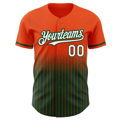 Custom Orange Pinstripe White-Green Authentic Fade Fashion Baseball Jersey - Sky-Custom