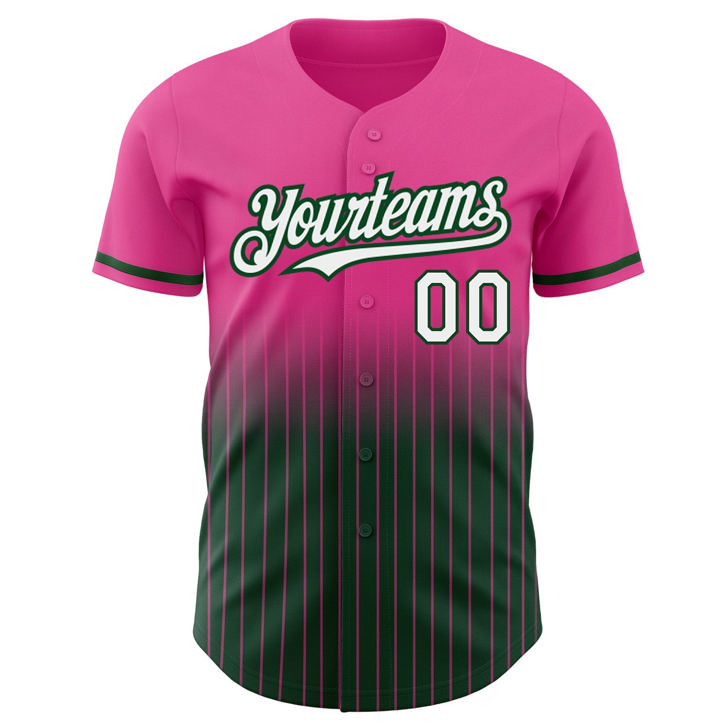 Custom Pink Pinstripe White-Green Authentic Fade Fashion Baseball Jersey - Sky-Custom
