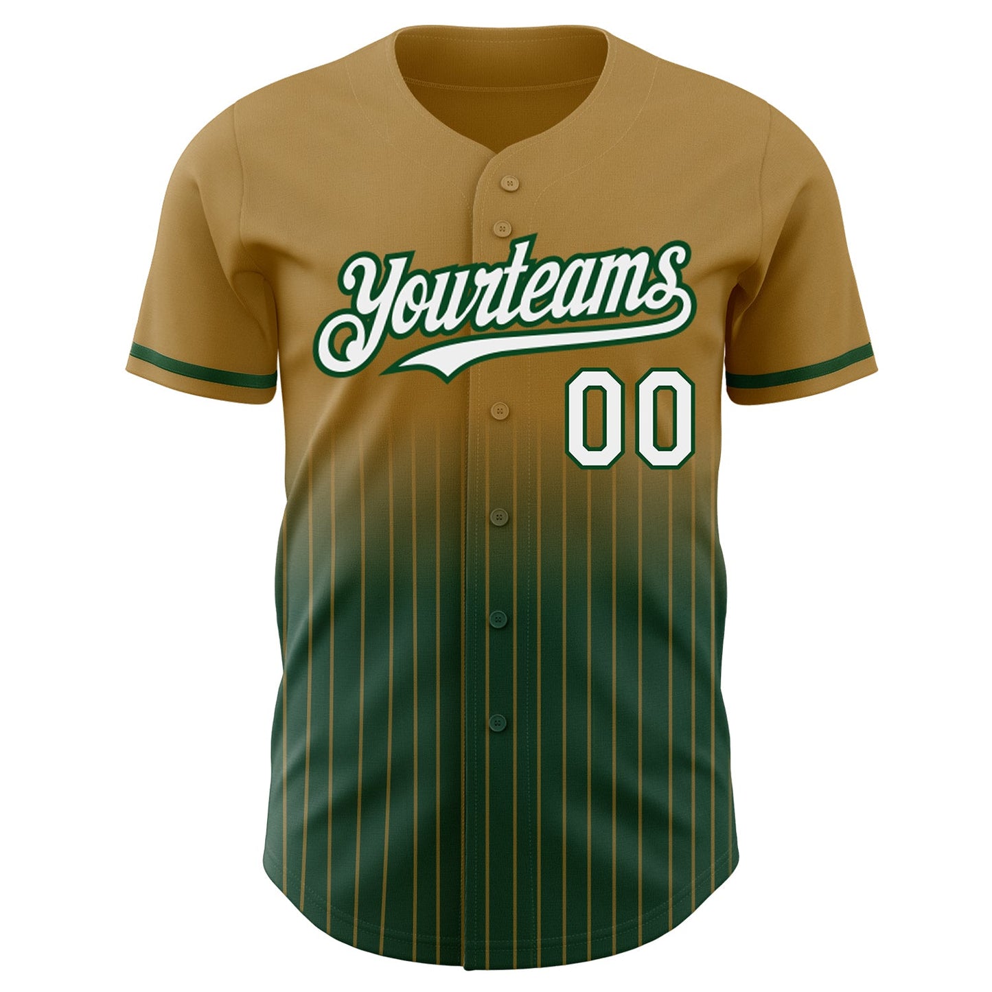 Custom Old Gold Pinstripe White-Green Authentic Fade Fashion Baseball Jersey - Sky-Custom
