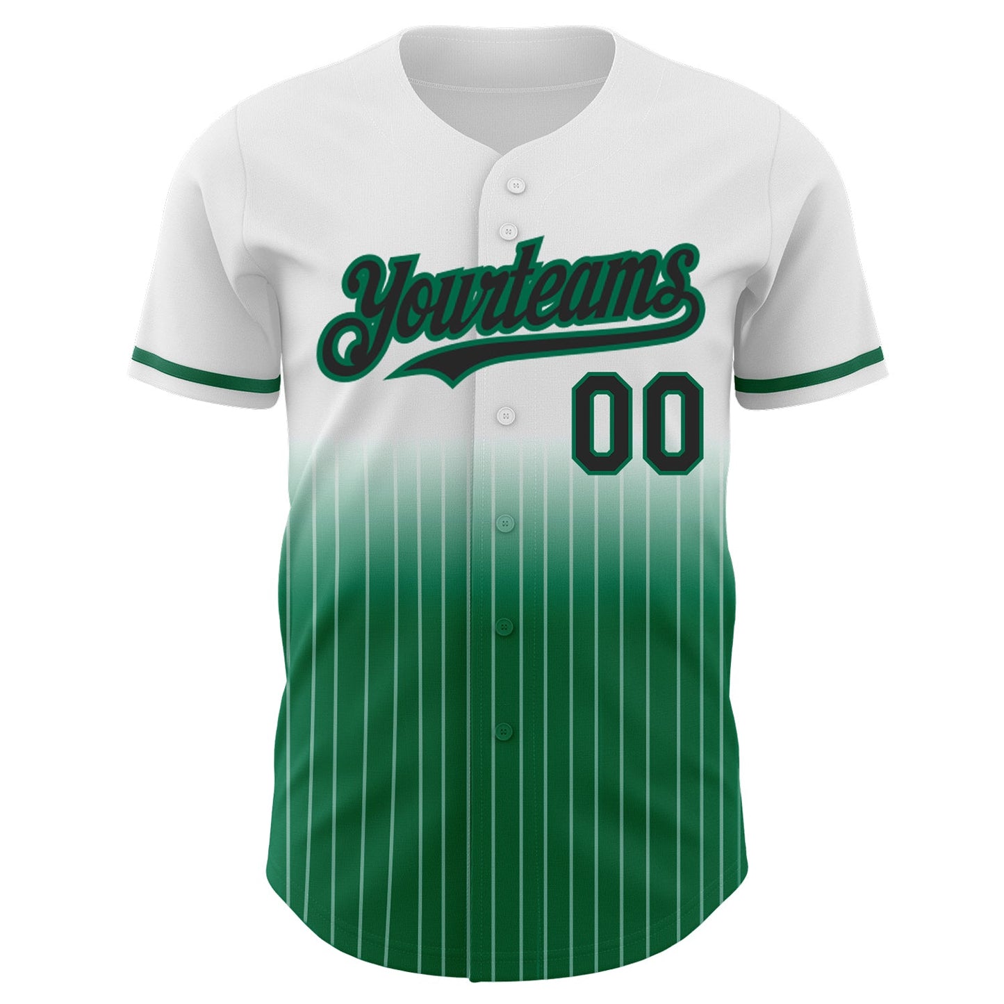 Custom White Pinstripe Black-Kelly Green Authentic Fade Fashion Baseball Jersey - Sky-Custom