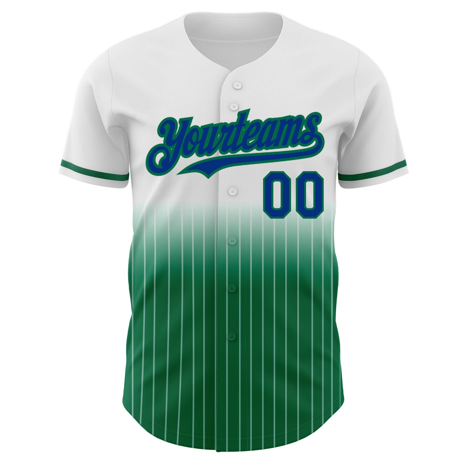 Custom White Pinstripe Royal-Kelly Green Authentic Fade Fashion Baseball Jersey - Sky-Custom